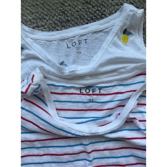 Loft XS Sleeveless Tank Bundle - Lemons & Red/White/Blue Stripe - Picture 5 of 5